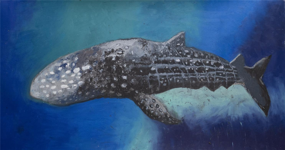 고래상어 ‘고요한 바다’, Oil Pastel on Canvas,  120x60cm, 2020